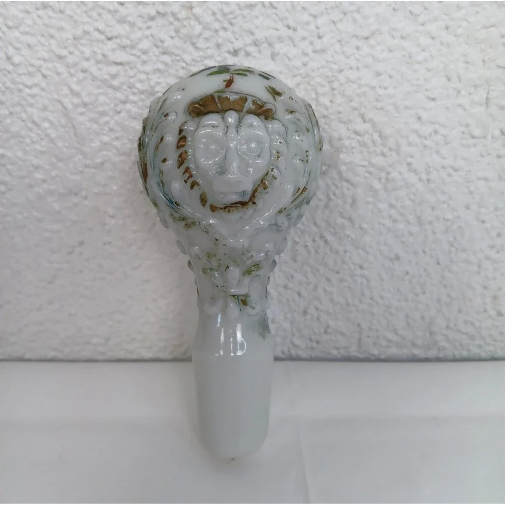 Antique Victorian Milk Glass Decanter Monkey Face Stopper Plug Replacement